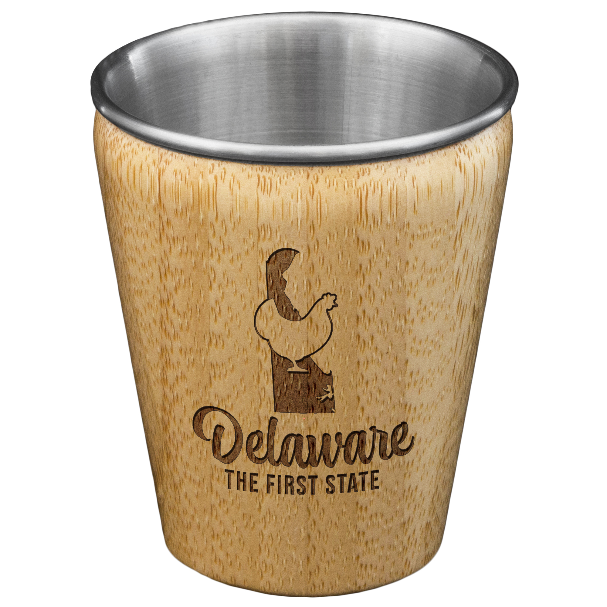 Delaware State Bamboo and Stainless Steel Shot Glass