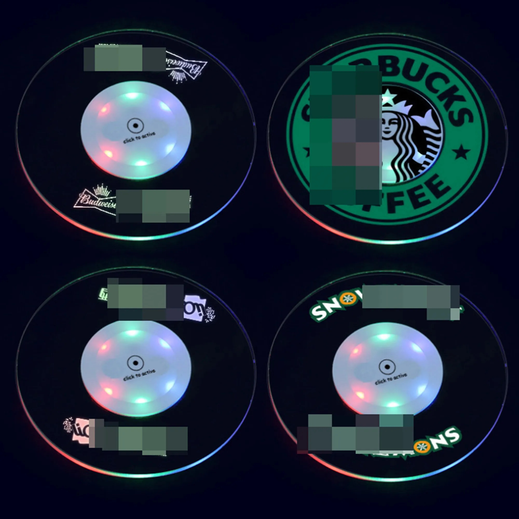 Customizable Logo Multicolor LED Acrylic Coaster " 2