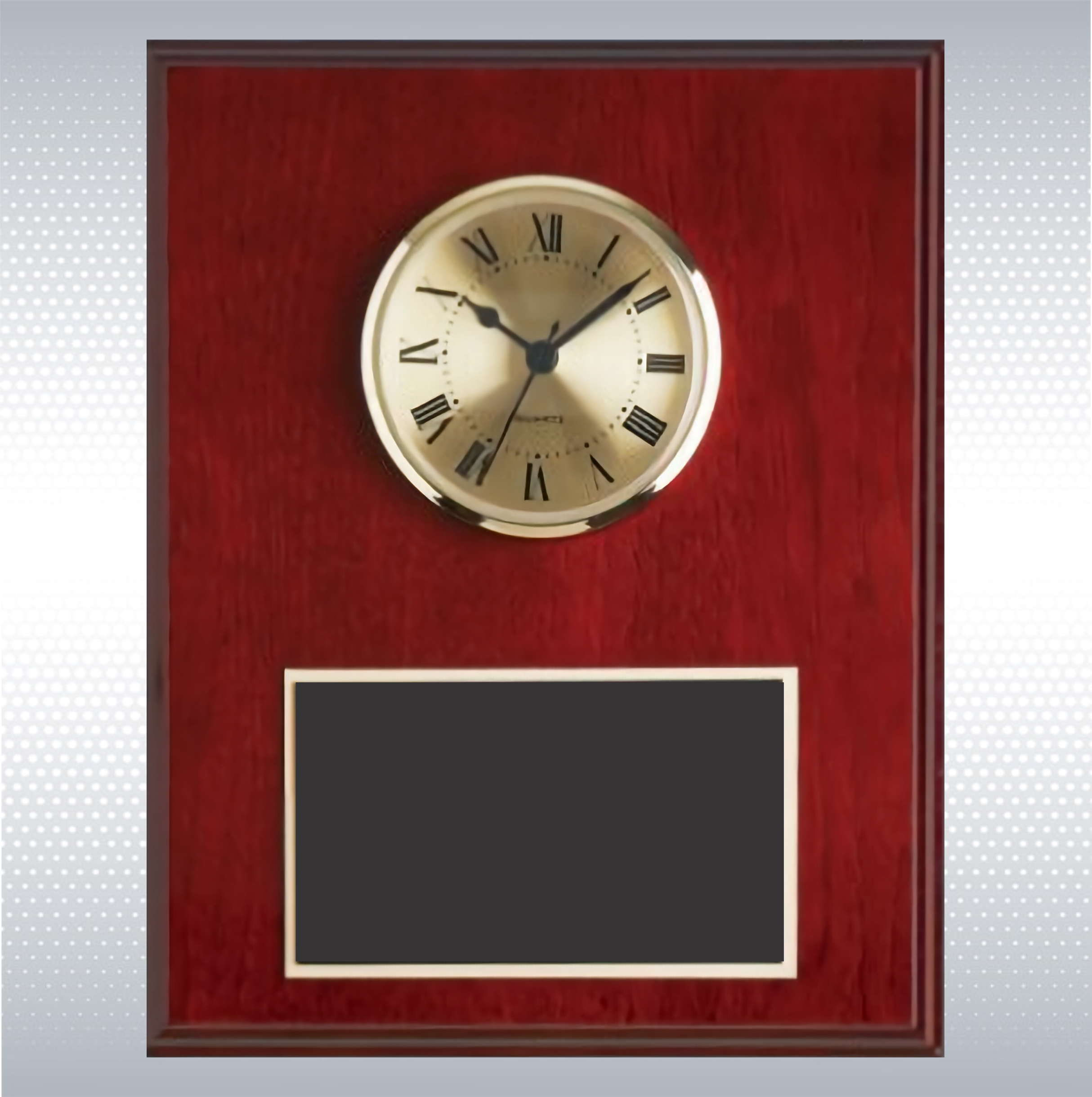 Mahogany Finish Solid Wood Plaque W/ Clock 3