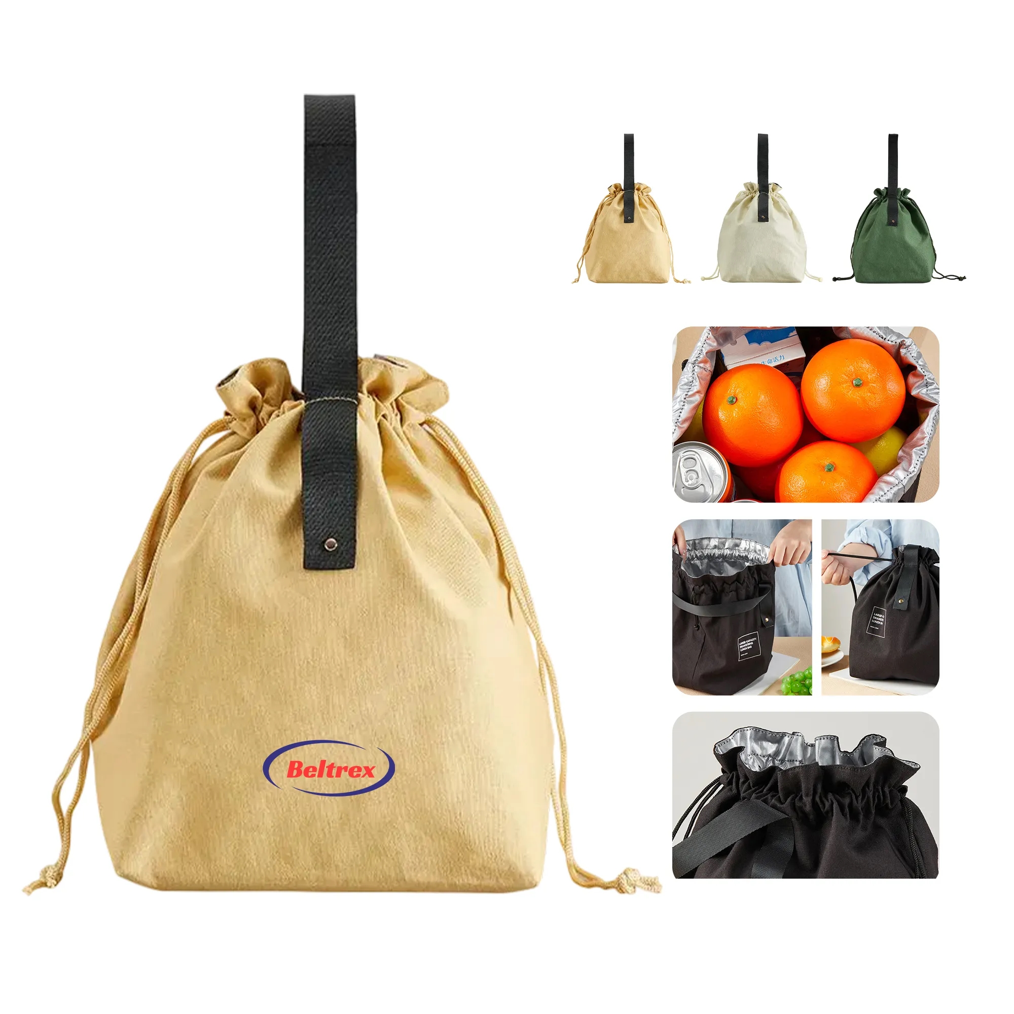 Canvas Insulated Tote Bag with Drawstring Closure 5