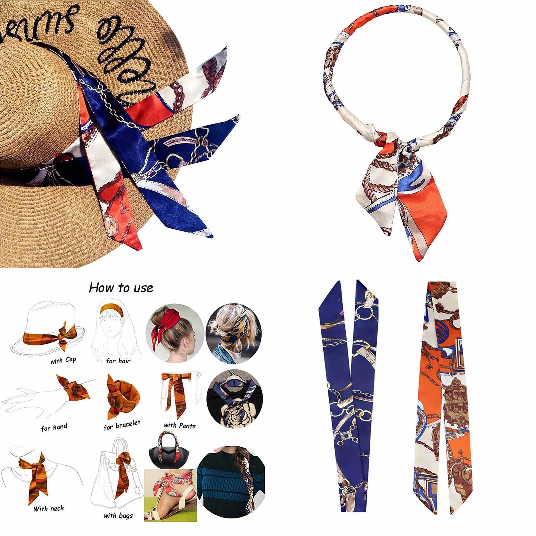 Customized Handbag Handle Ribbon Silk Scarf 2