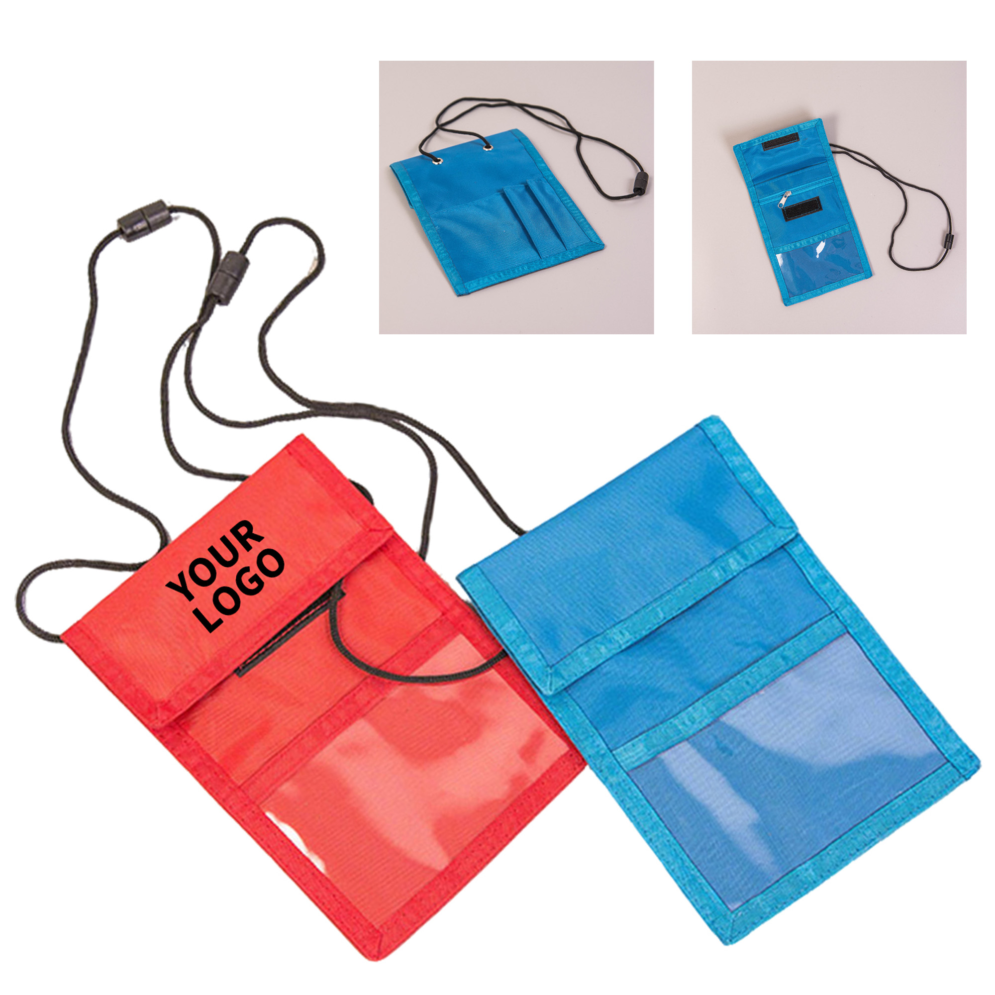 Nylon Neck Wallet With Multi Pocket 6.7" x 5.1" 2