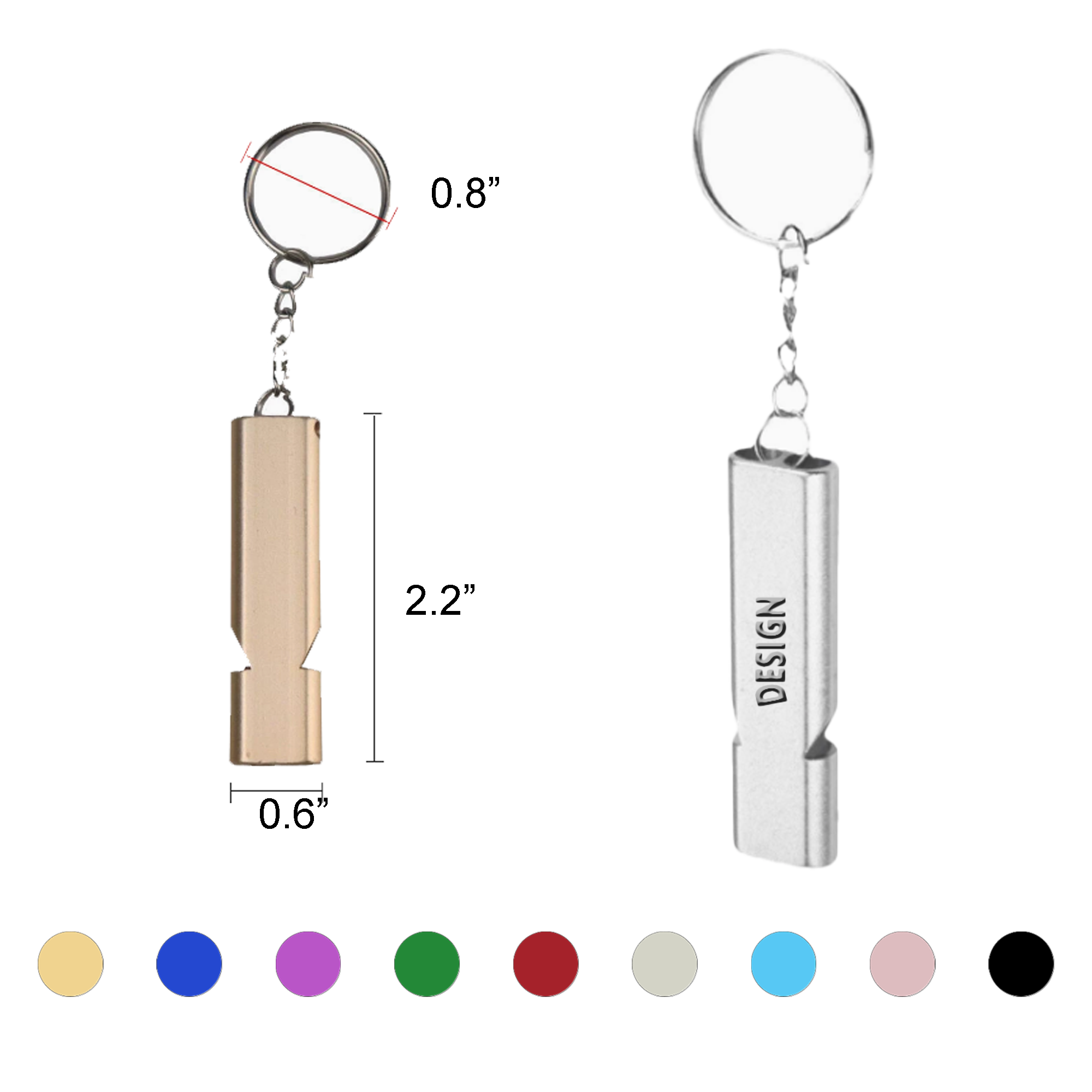 Compact Metal Signal Whistle with Key Ring 2