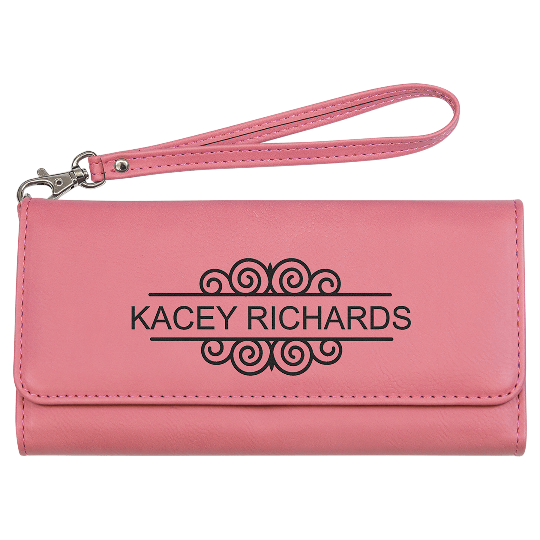 7 1/2" X 4" Laserable Leatherette Wallet With Strap 9