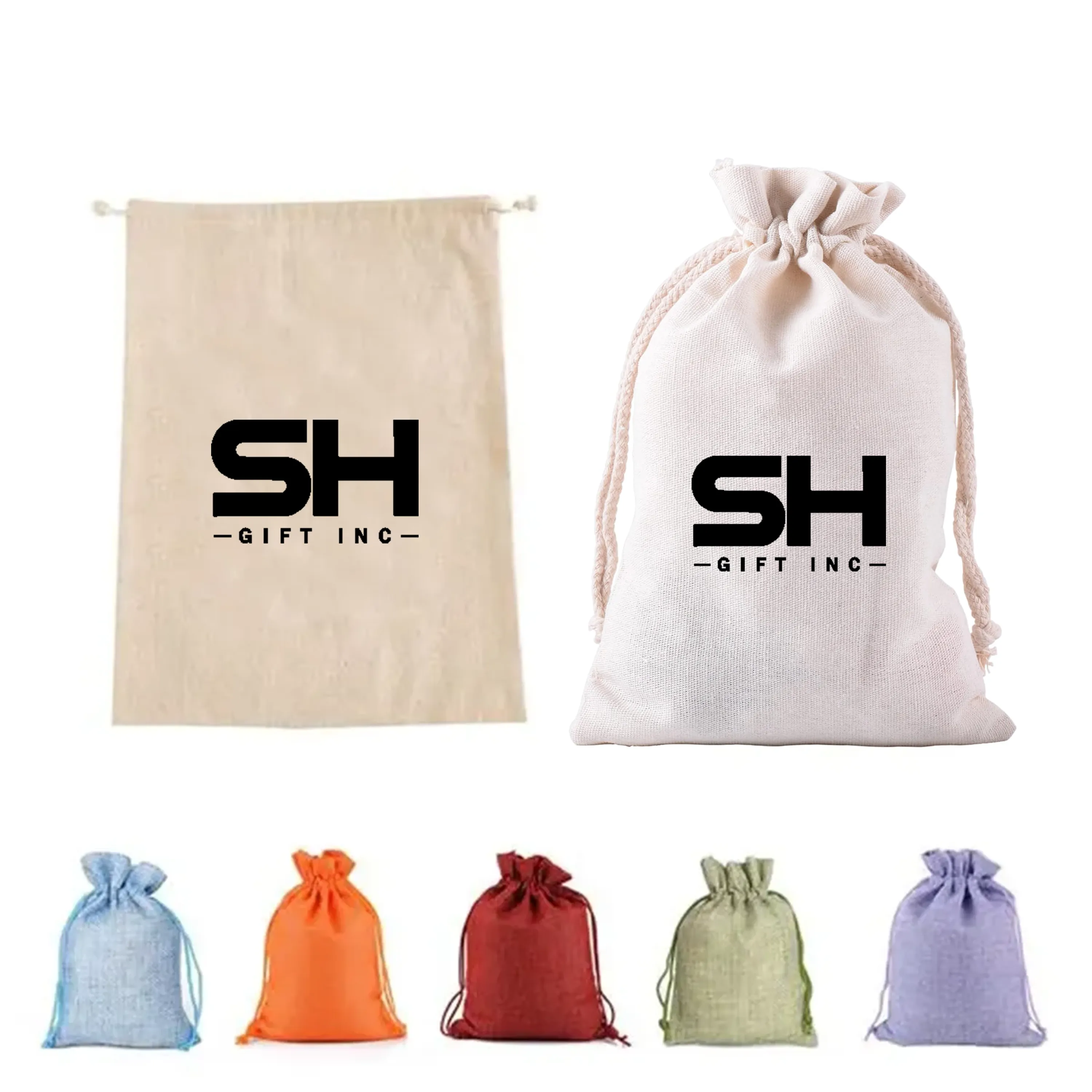 Custom Cotton Burlap Drawstring Pocket 2