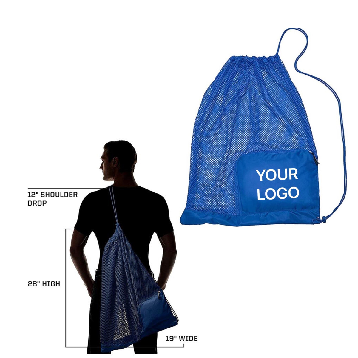 Mesh Drawstring Bag with Exterior Pocket 3