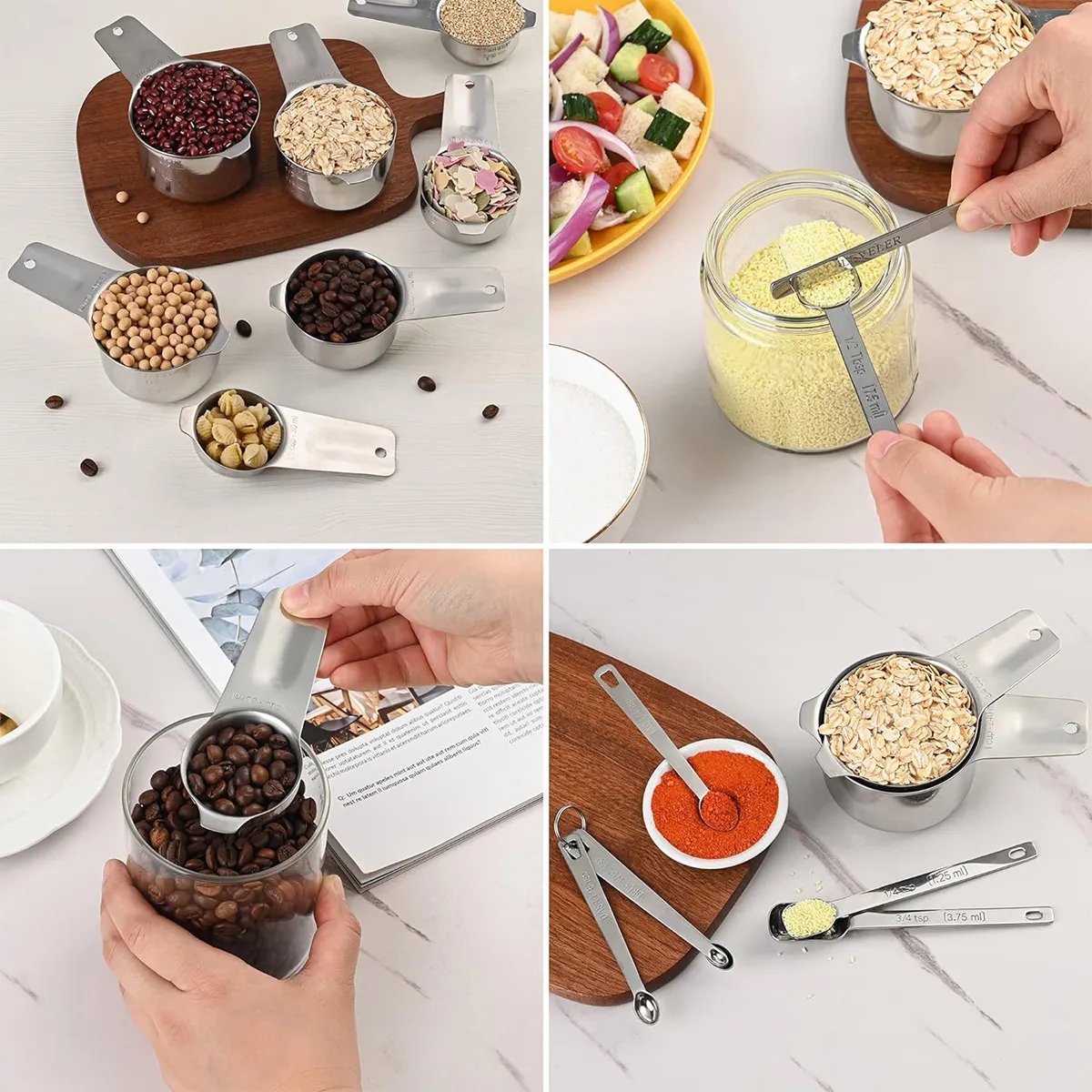 Stainless Steel Kitchen Measuring Cups And Spoons Set 6