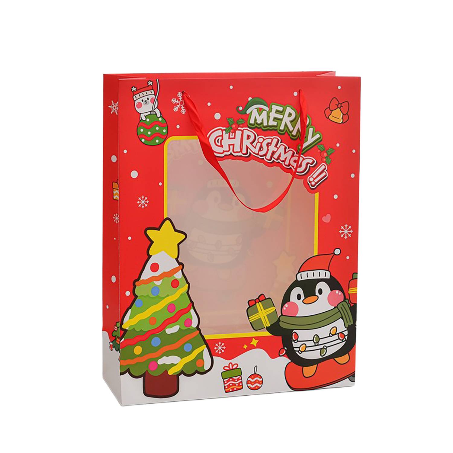Christmas Gift Paper Bag w/ Clear Window 7