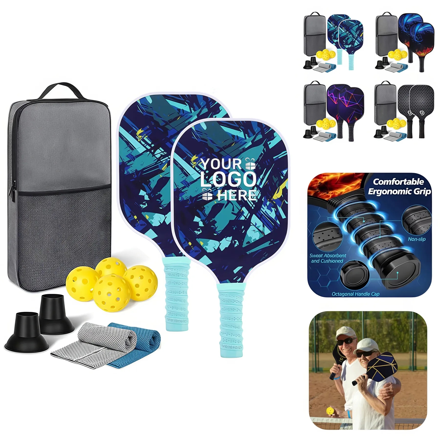 Carbon Fiber Pickleball Paddles Set 5