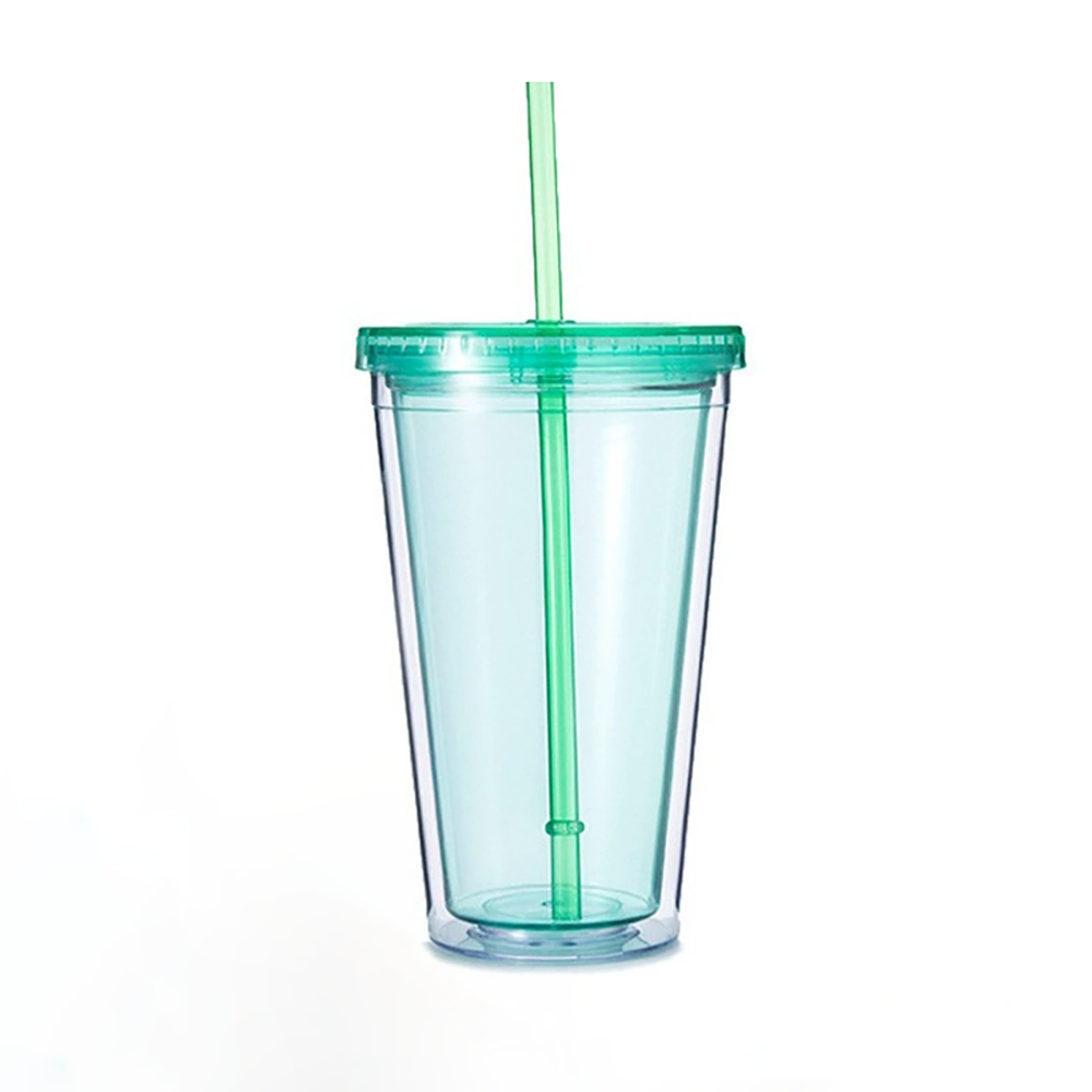 Double Plastic Cups with Lids and Straws 6