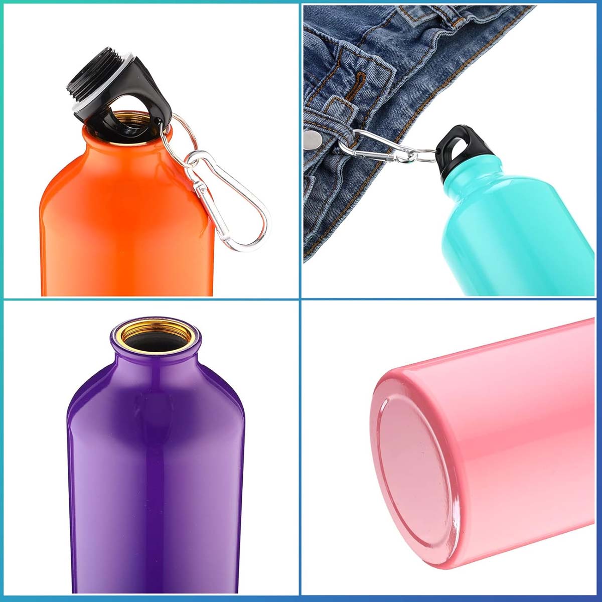 Large Travel Gym Sports Camping Water Bottle with Carabiner 6