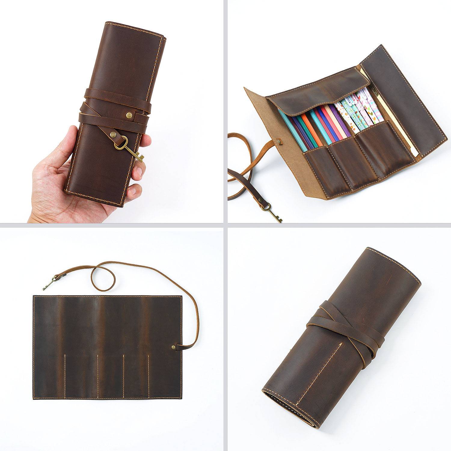 PU Leather Pencil case With Rope 6