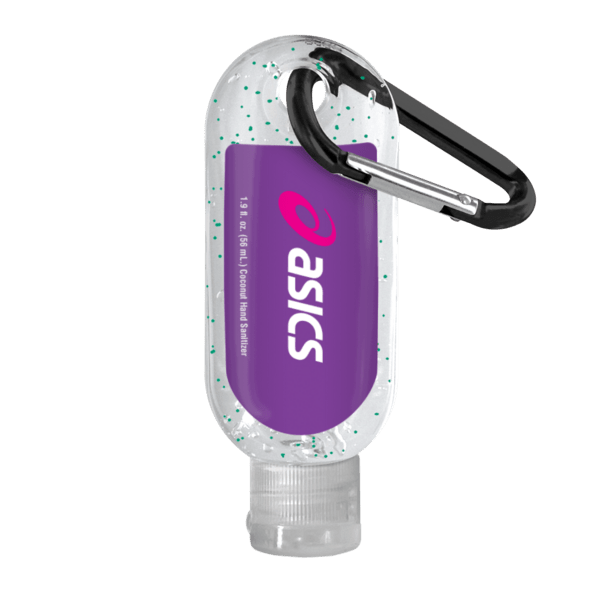 1.9 oz. Single Color Moisture Bead Sanitizer in Clear Bottle with Carabiner 34
