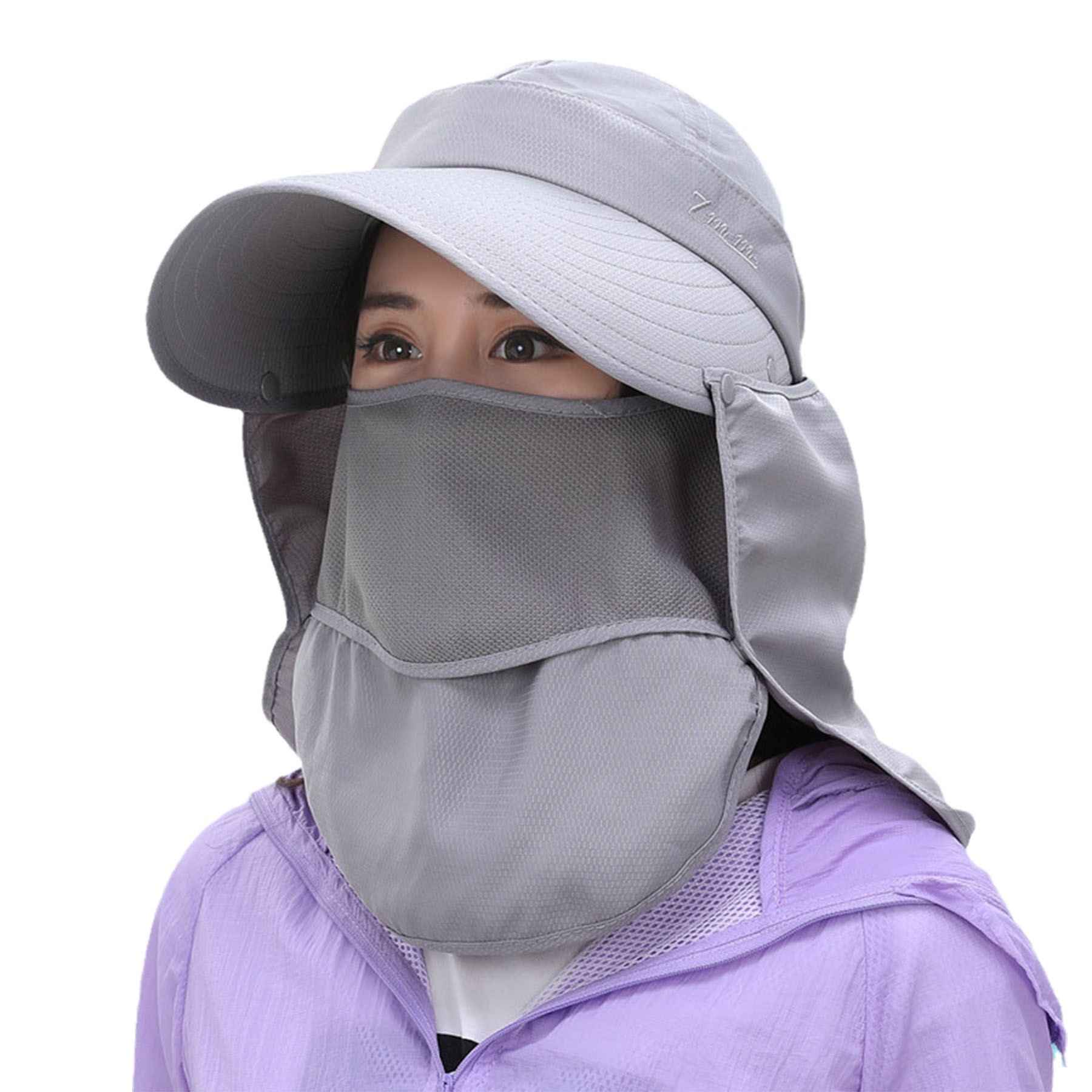 UV Protection Sunshade Hat W/ Detachable Mask/Neck Flap 2