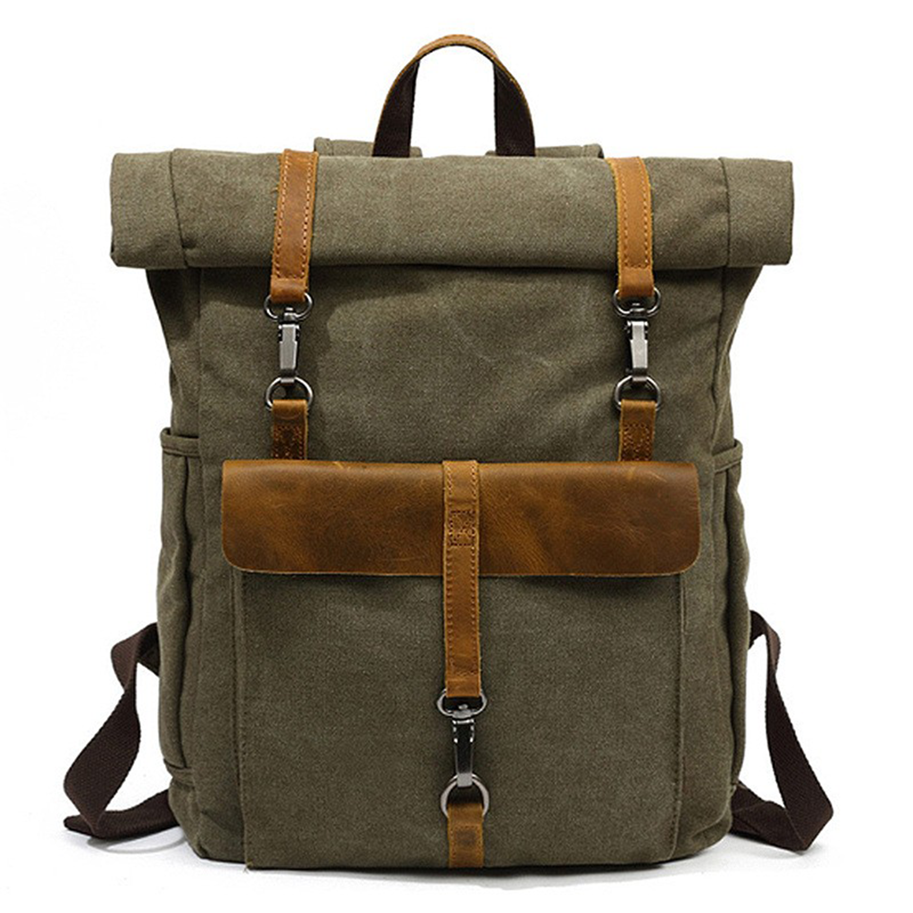 Vintage Travel Canvas Leather Backpack 4