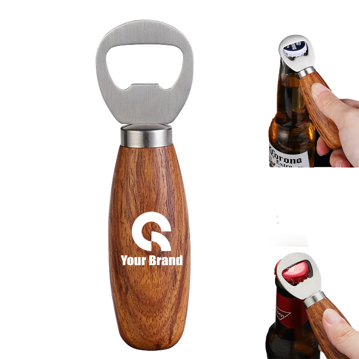 Multi-Uses Compact Wooden Handheld Beer Bottle Opener 4 Pce 5