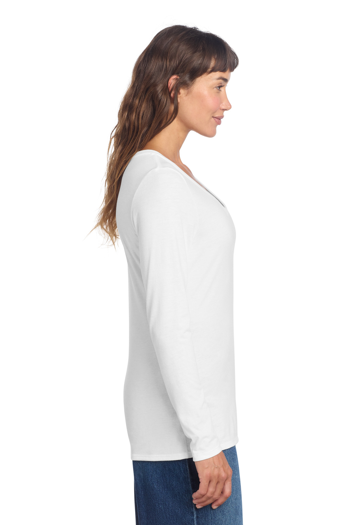 District Women's Perfect Tri Long Sleeve V-Neck Tee DT135 89