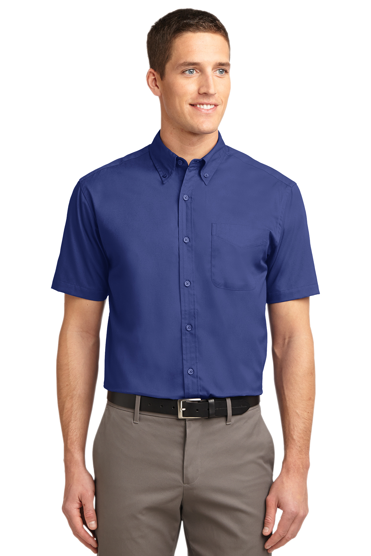 Men's Short Sleeve Oxford Button-Down Easy Care Shirts 5