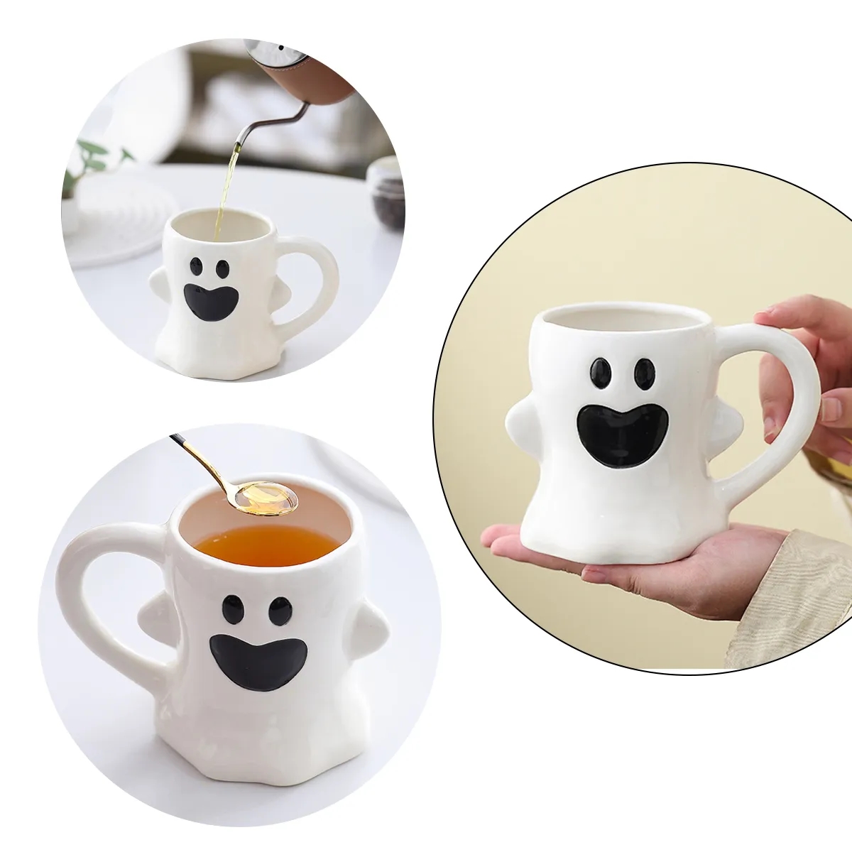 3D Ghost Pumpkin Ceramic Coffee Mug 4