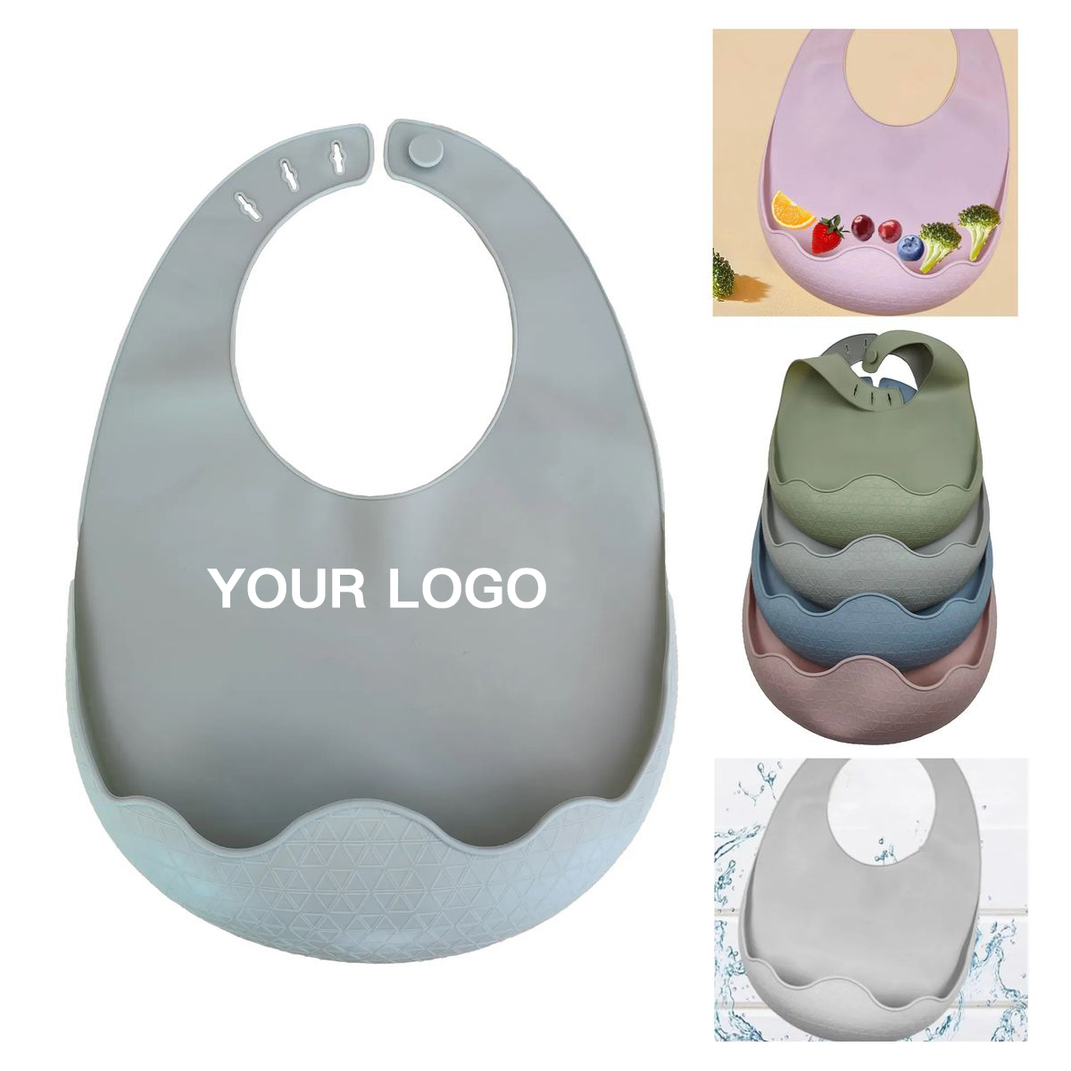 Wide Pocket Silicone Baby Bib for Mealtime Mess Control 2