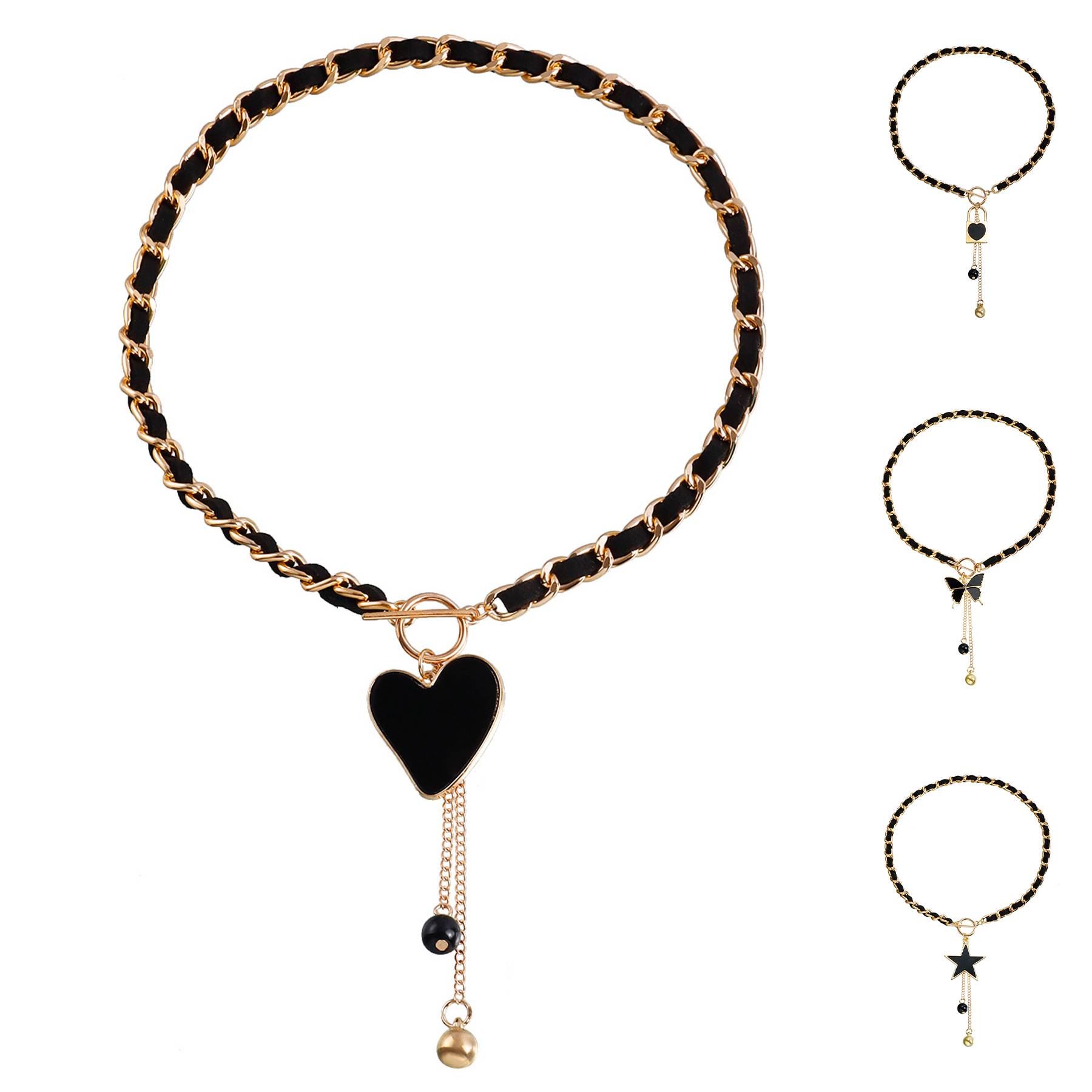 Fleece Black love tassel necklace 1
