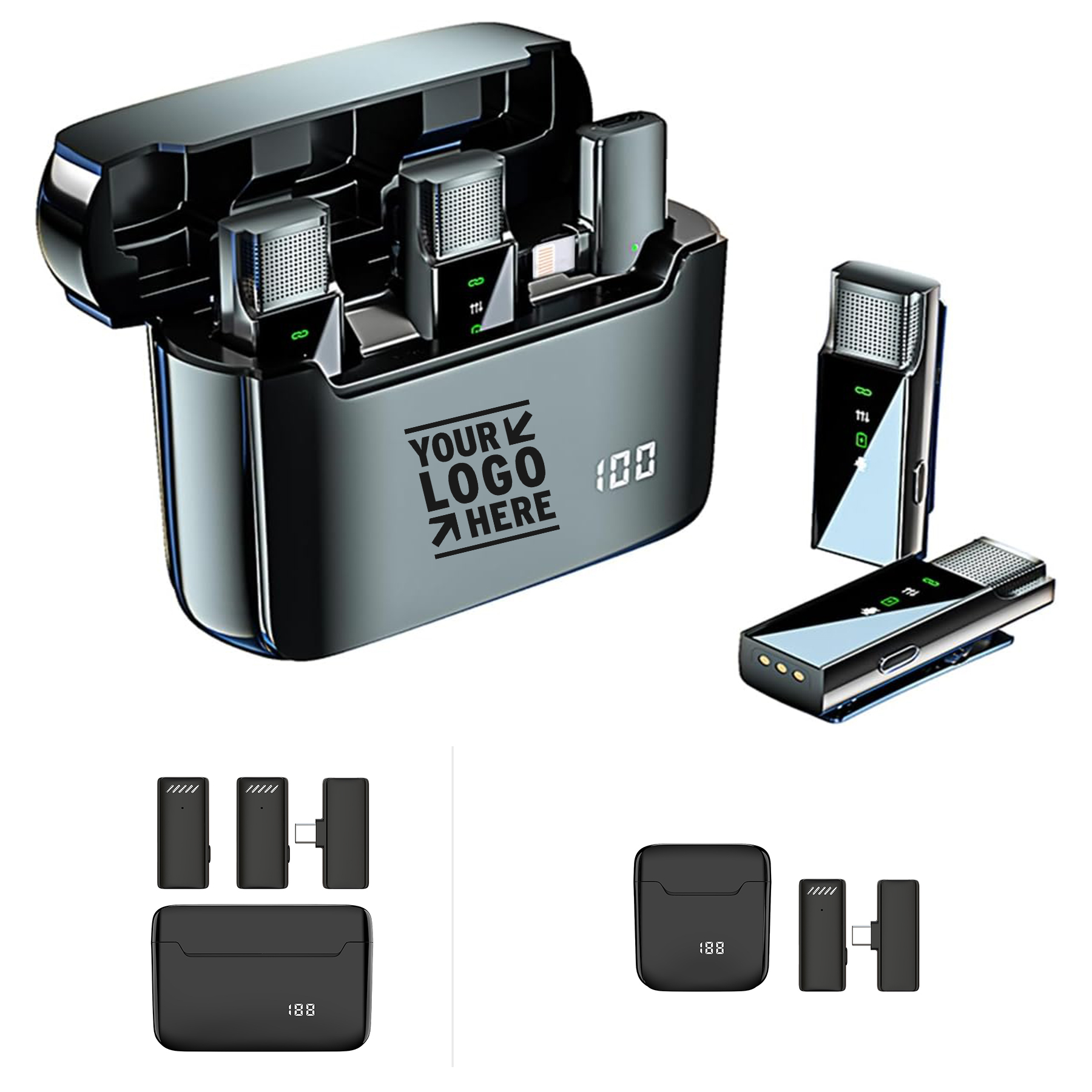 65ft Transmission 4.5H Battery Life Compact Wireless Noise Cancellation Lavalier Microphone
2