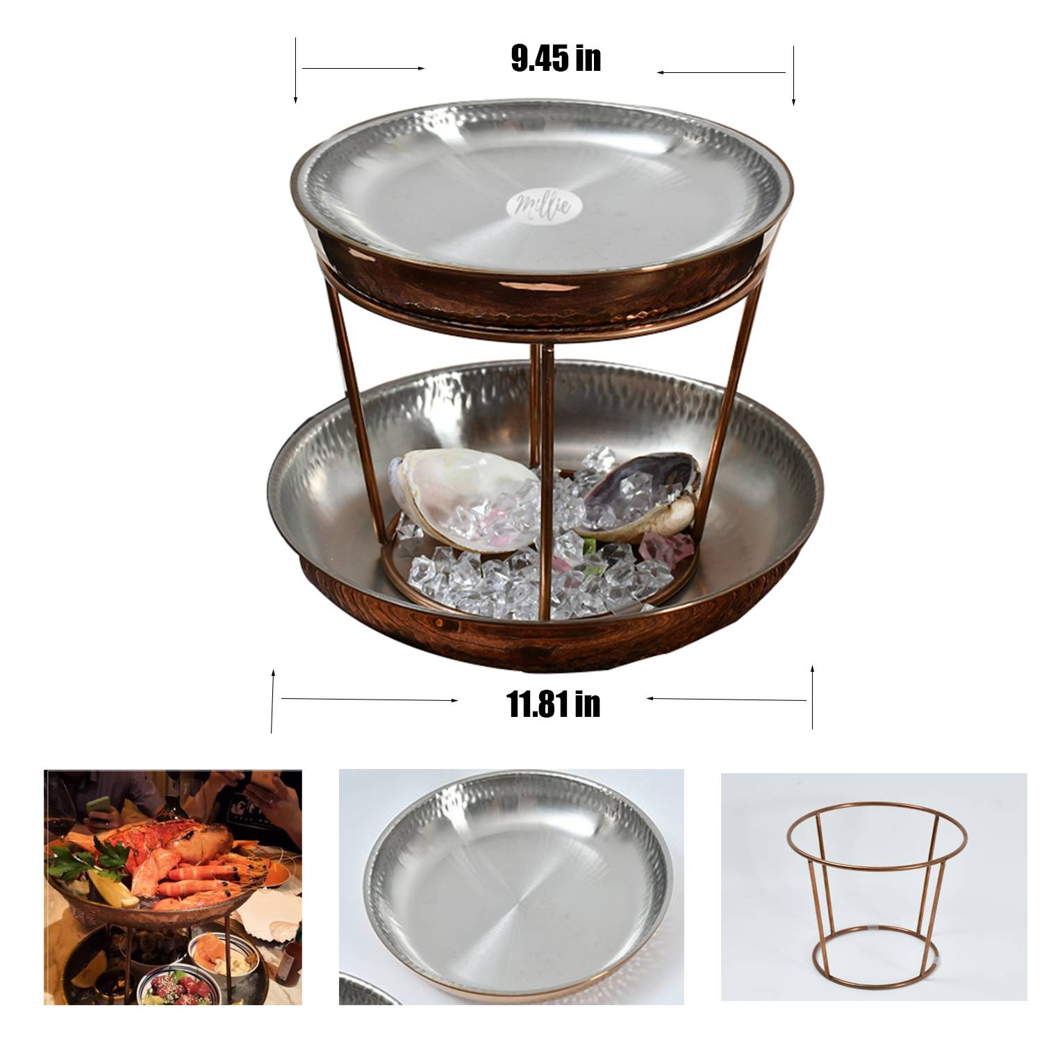 2 Pieces Tiered tray Seafood Tower for Restaurant Party Home 10