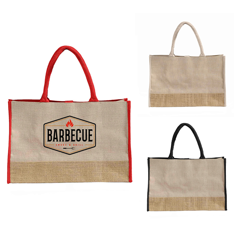 Vista Two-Tone Jute Tote Bag 2