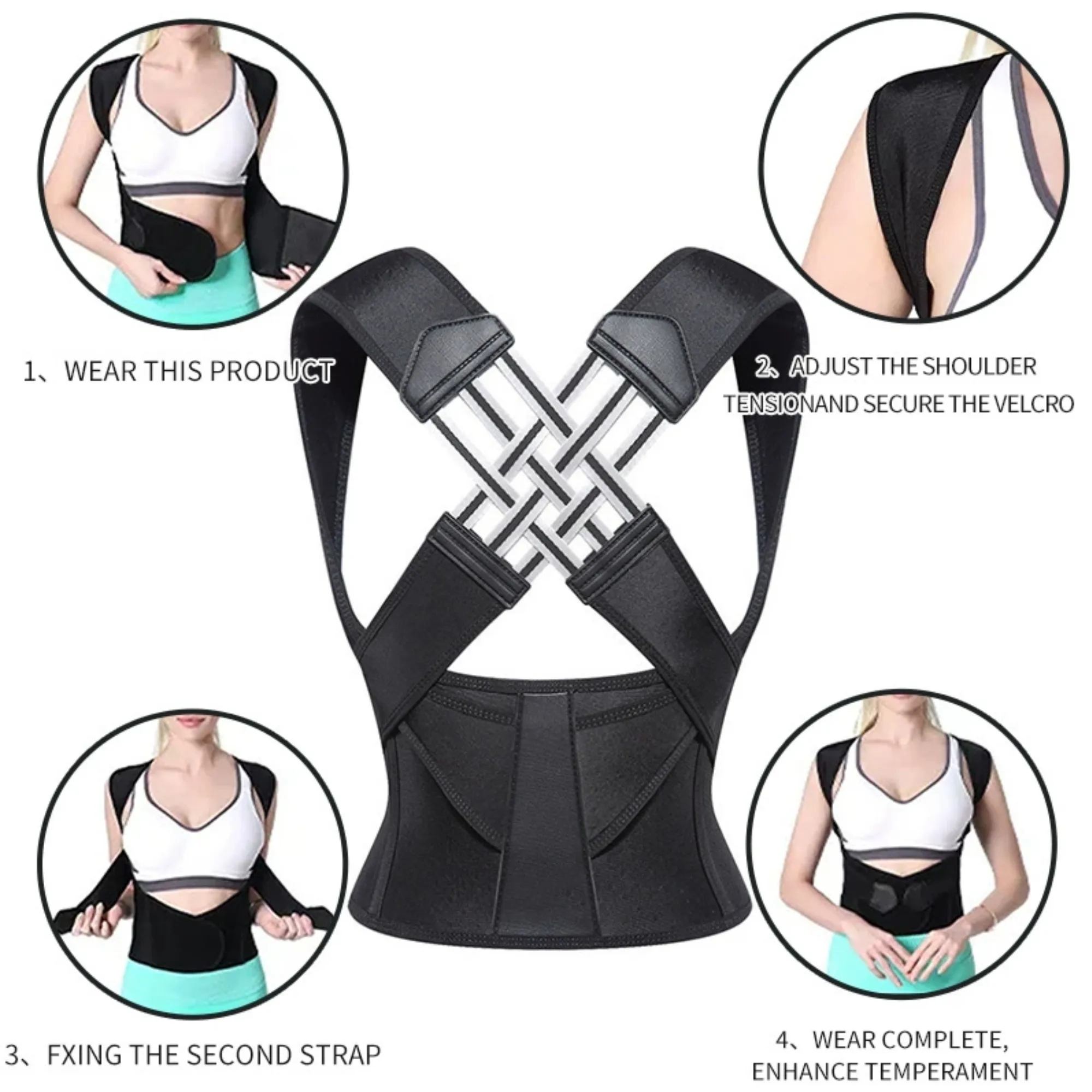 Adjustable Back Posture Corrector Shoulder Brace Hunchback 4