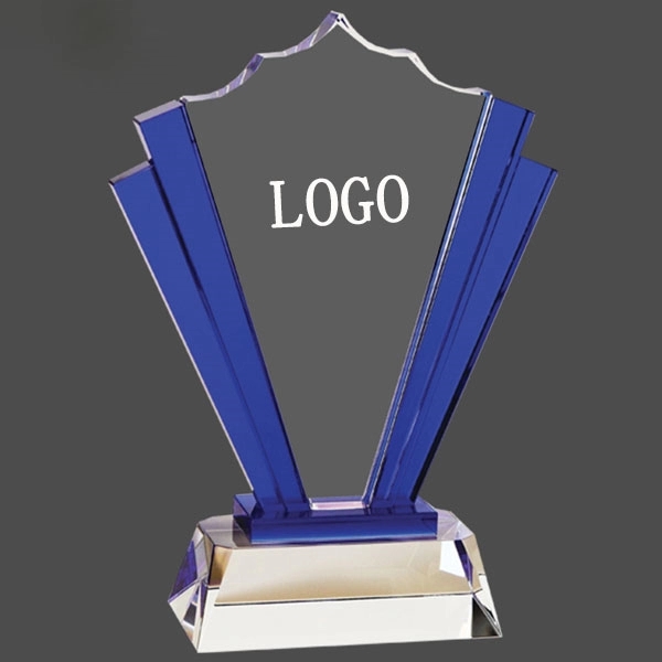 Custom Blue Crown Crystal Award Trophy 4