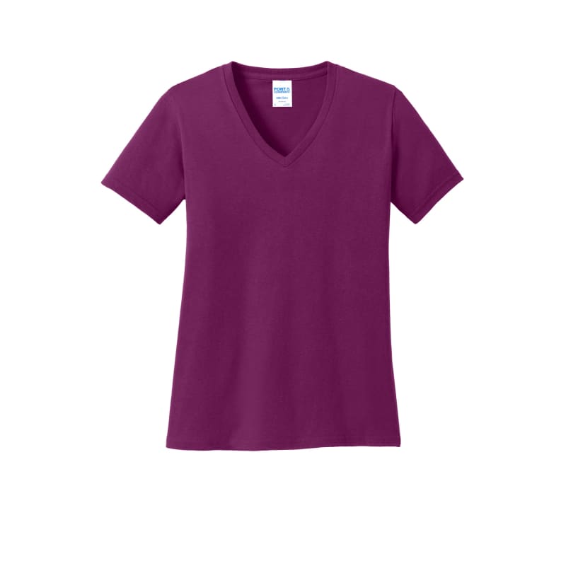 Port & Company Women's Core Cotton V-Neck Tee. 19