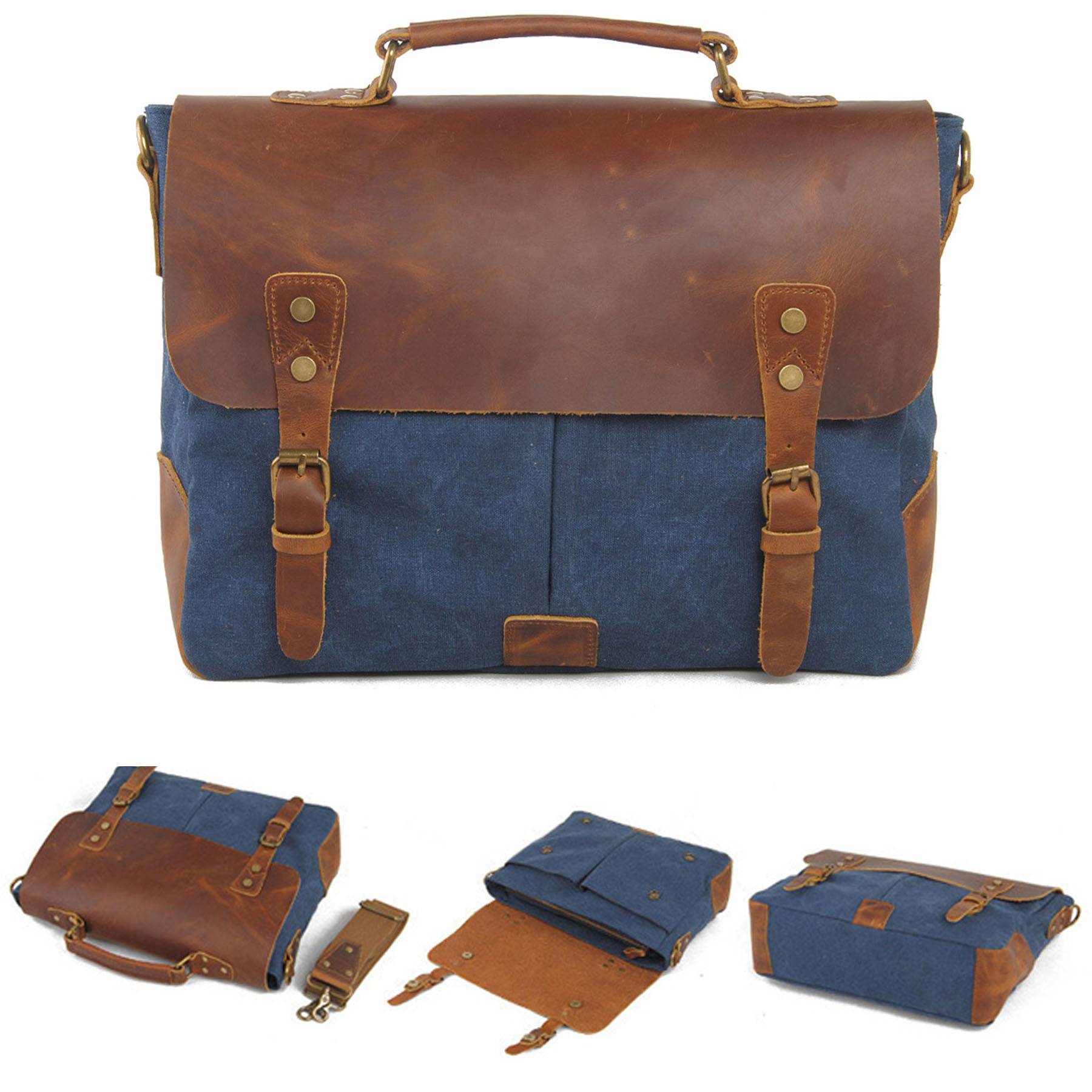 Canvas with leather Messenger bag 5