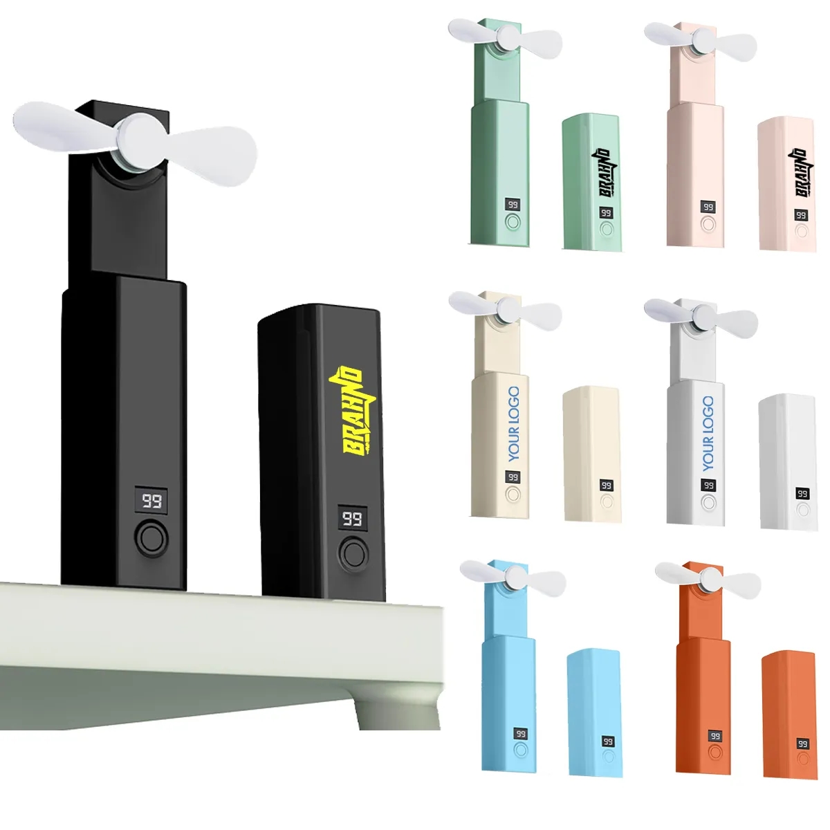2000mA Portable Rechargeable Electric Fan With Power Bank 2