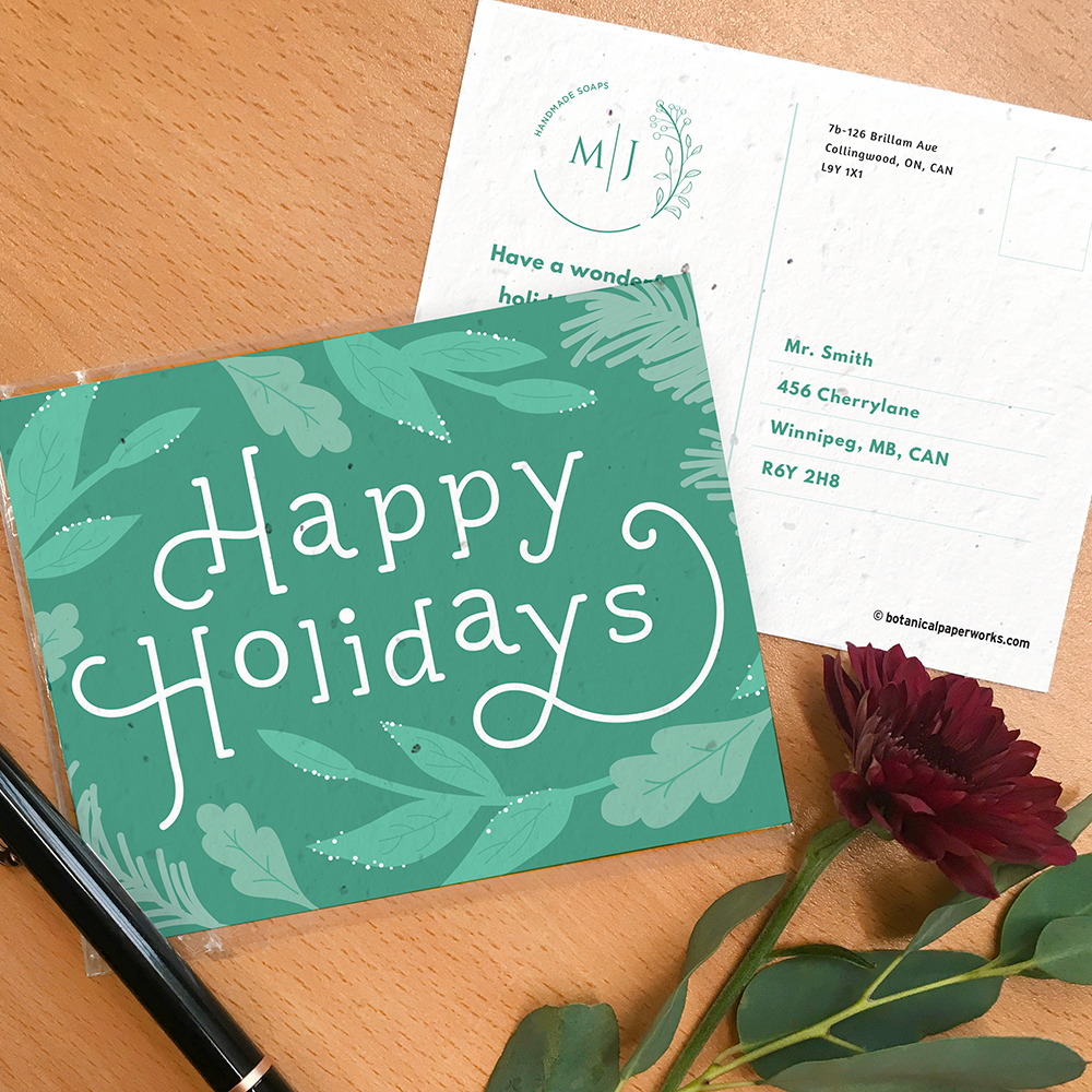 Gorgeous Greenery Plantable Holiday Postcards 4