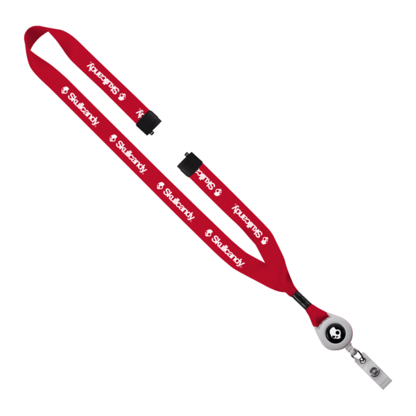 3/4" Polyester Lanyard with Metal Crimp & Retractable Badge Reel 366