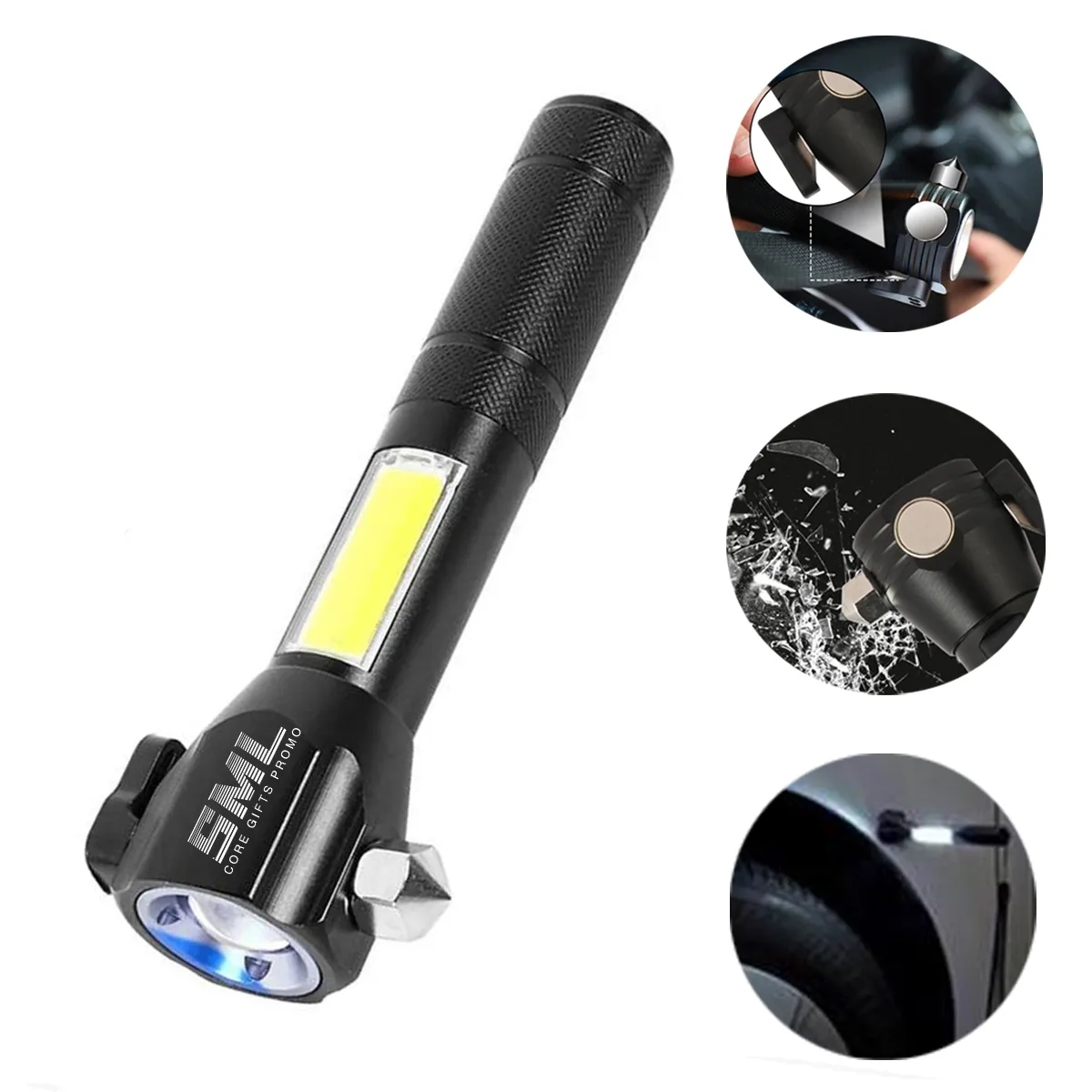 Portable COB Travel Emergency Flashlight with Car Safety Ham 2