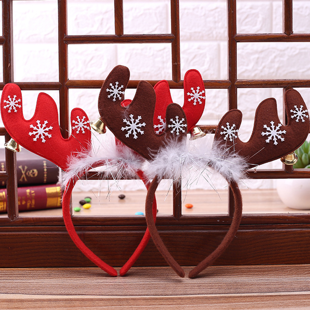 Christmas Elk Antler Head Hoop with Bell 3