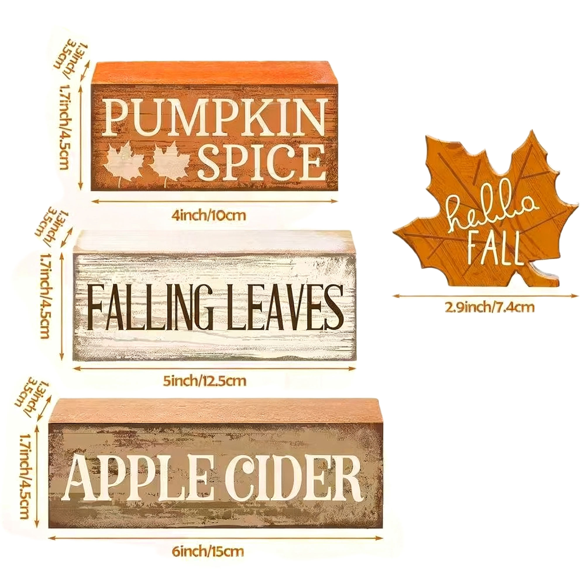 Autumn Maple Leaf Decorative Wooden Blocks 2