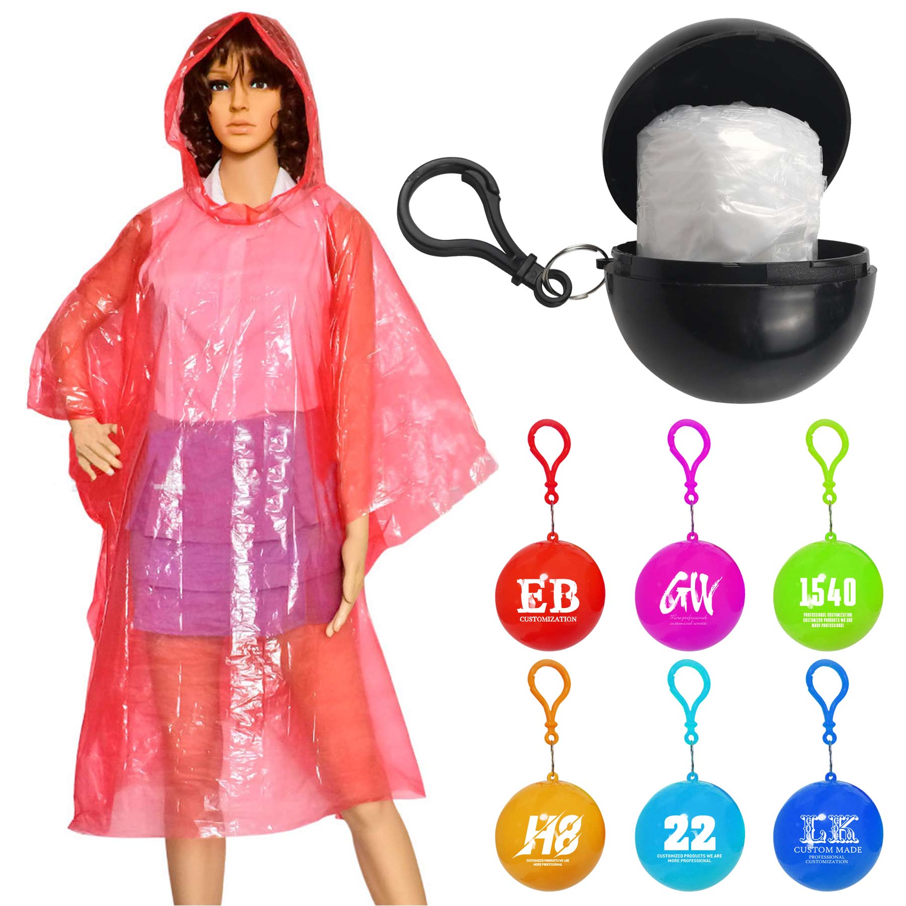 Portable Raincoats Keychains with Ball 2
