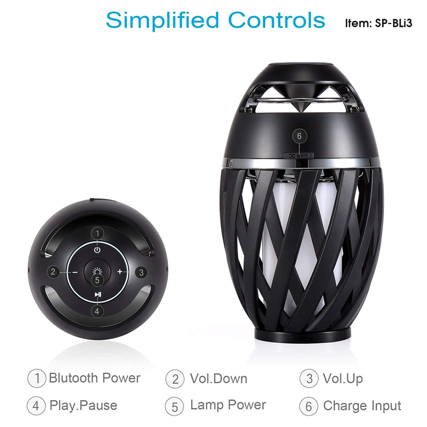 SonicWave LED Flame Torch Bluetooth Speaker Outdoor Waterproof IP65 3