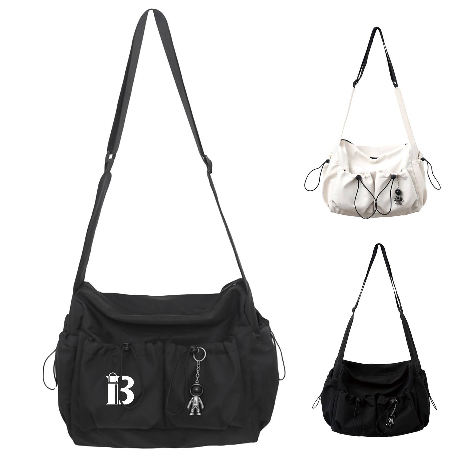 Nylon Large capacity Crossbody bag With Astronaut Pendant 2