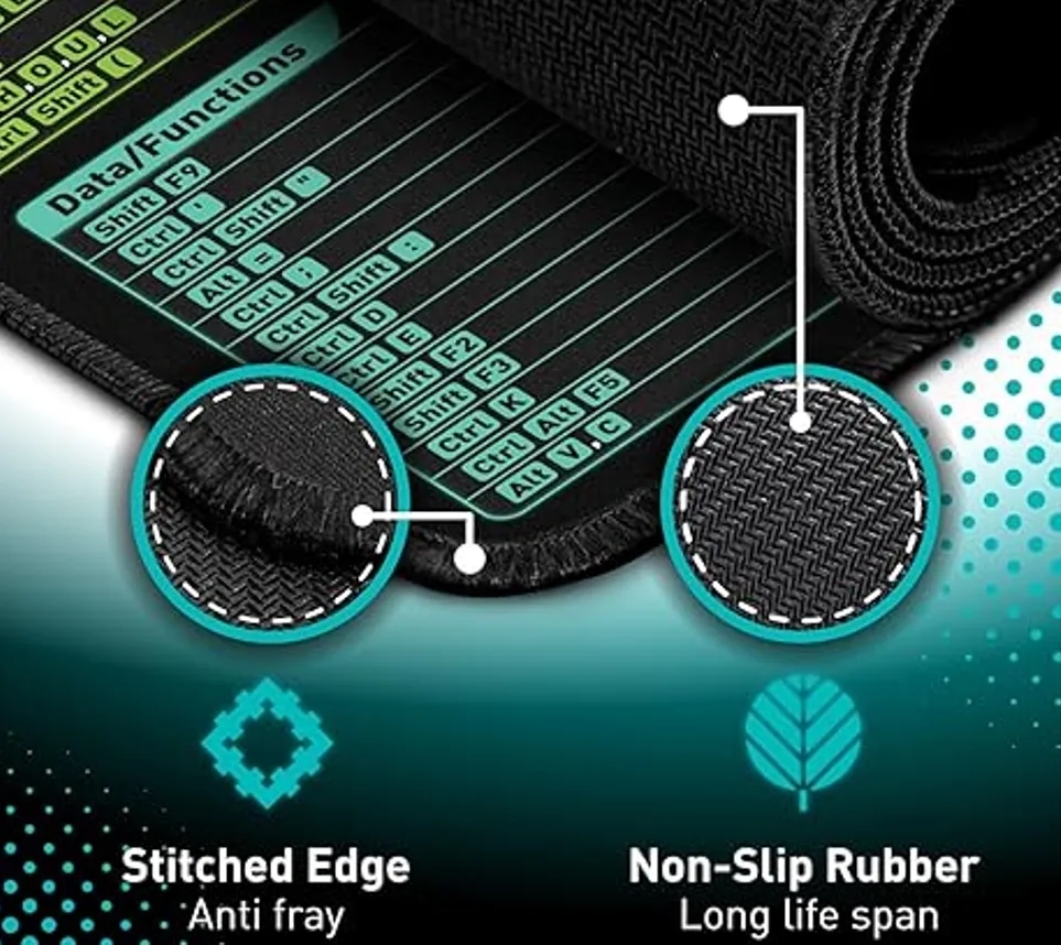 Excel Keyboard Shortcuts Desk Mat Non Fray Fabric for Work and Gaming 2