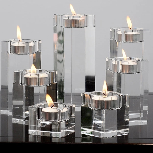 Square Clear Crystal Candle Holder 8