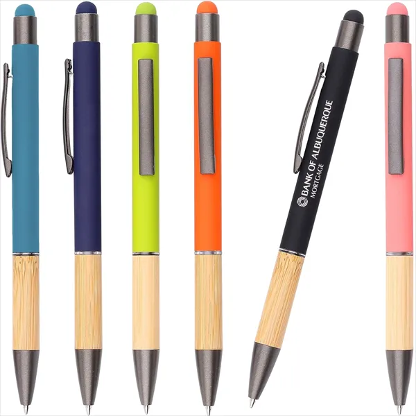 Bamboo Soft Touch Rubber Metal Pen 2