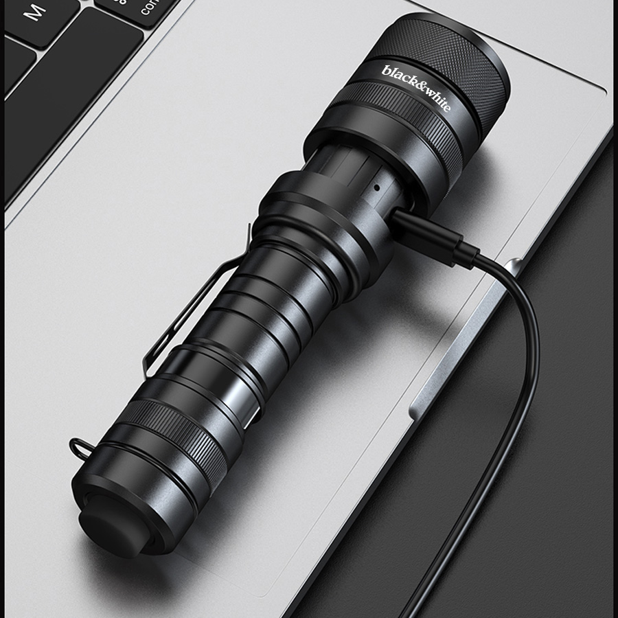 LED Zoom Flashlight 1000 Lumens – Ultra Bright, Water-Resistant, USB-C Rechargeable 2300mAh 5