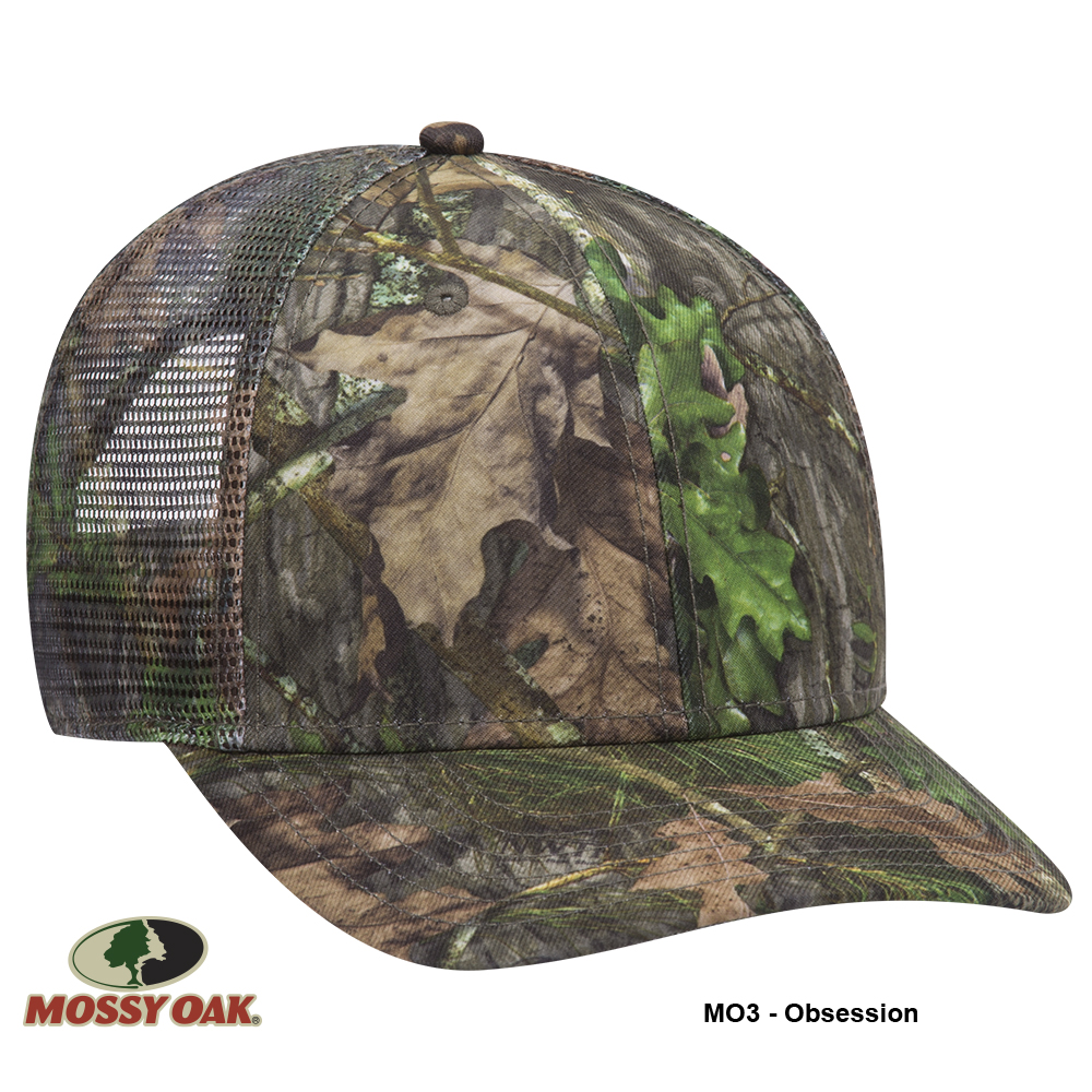 OTTO CAP® Mossy Oak Camouflage Superior Polyester Twill 6 Panel Low Profile Mesh Back Trucker Hat 4