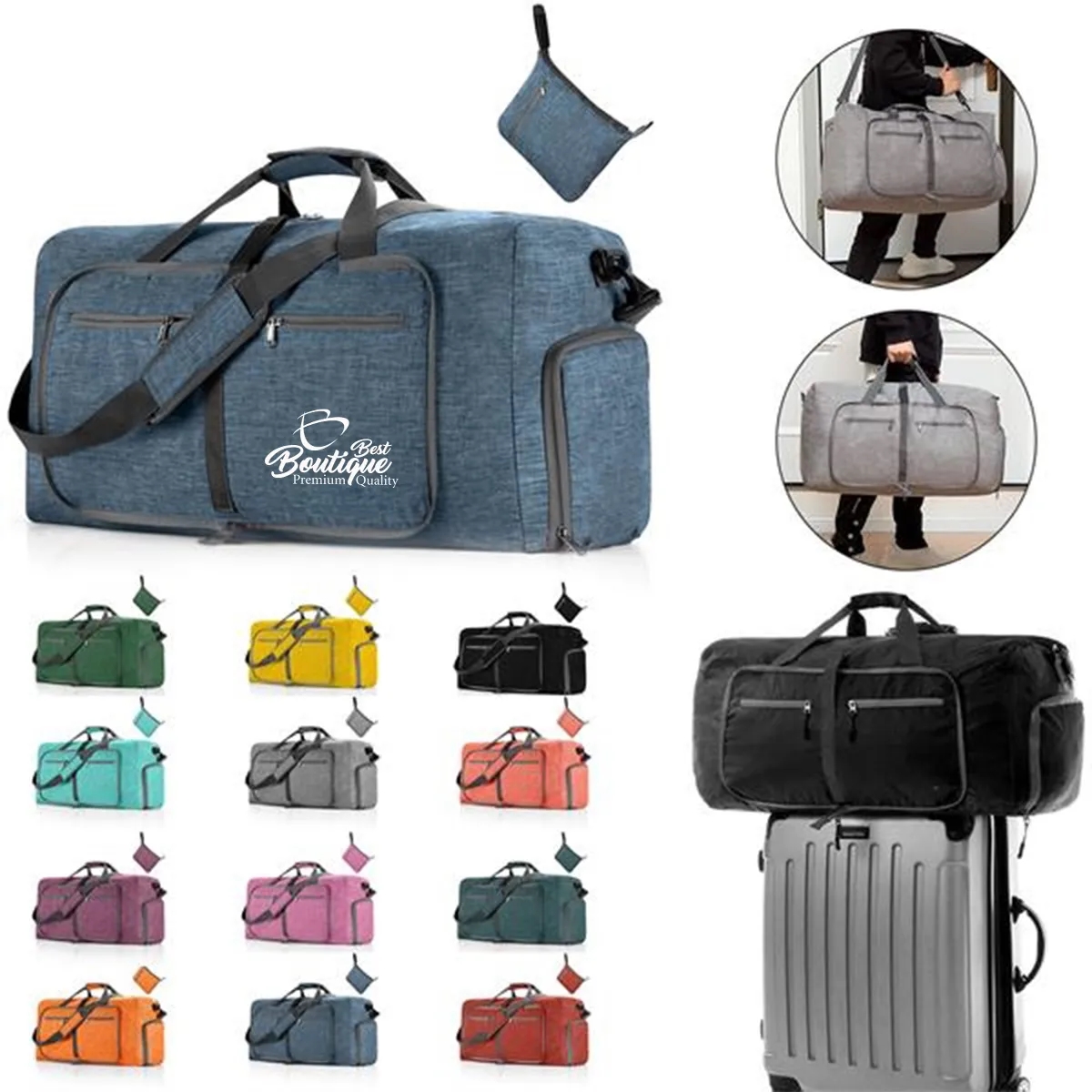 Foldable Travel Duffel Bag with Shoes Compartment 2