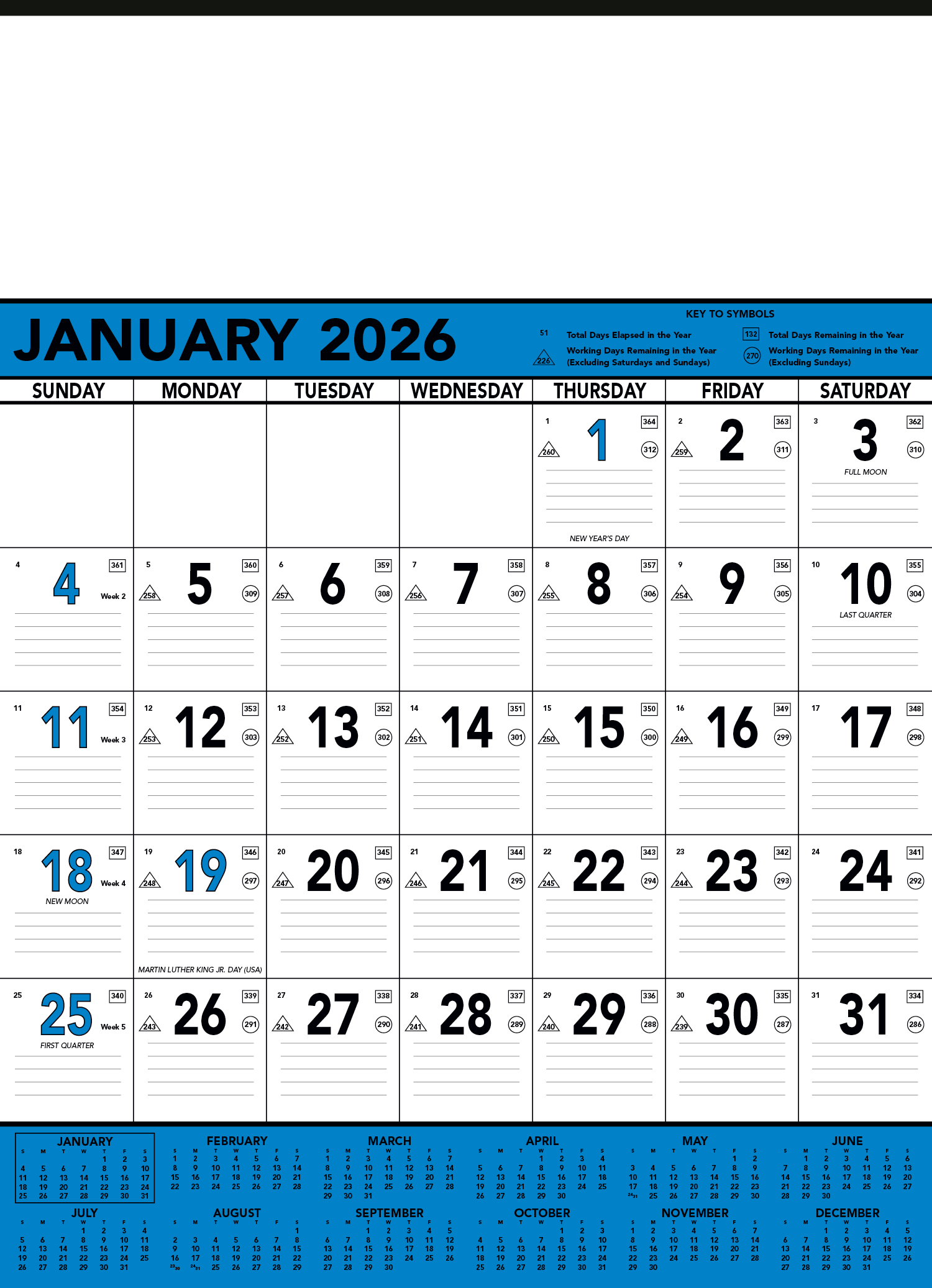 Triumph® Calendars Blue & Black Contractor Memo Calendar