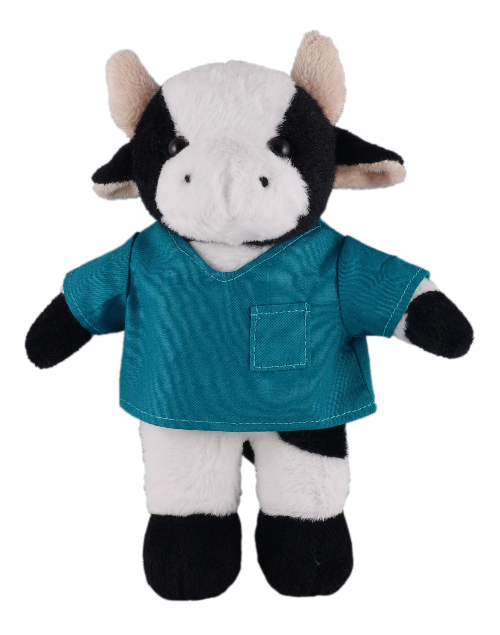 Soft Plush Stuffed Cow in scrub shirt