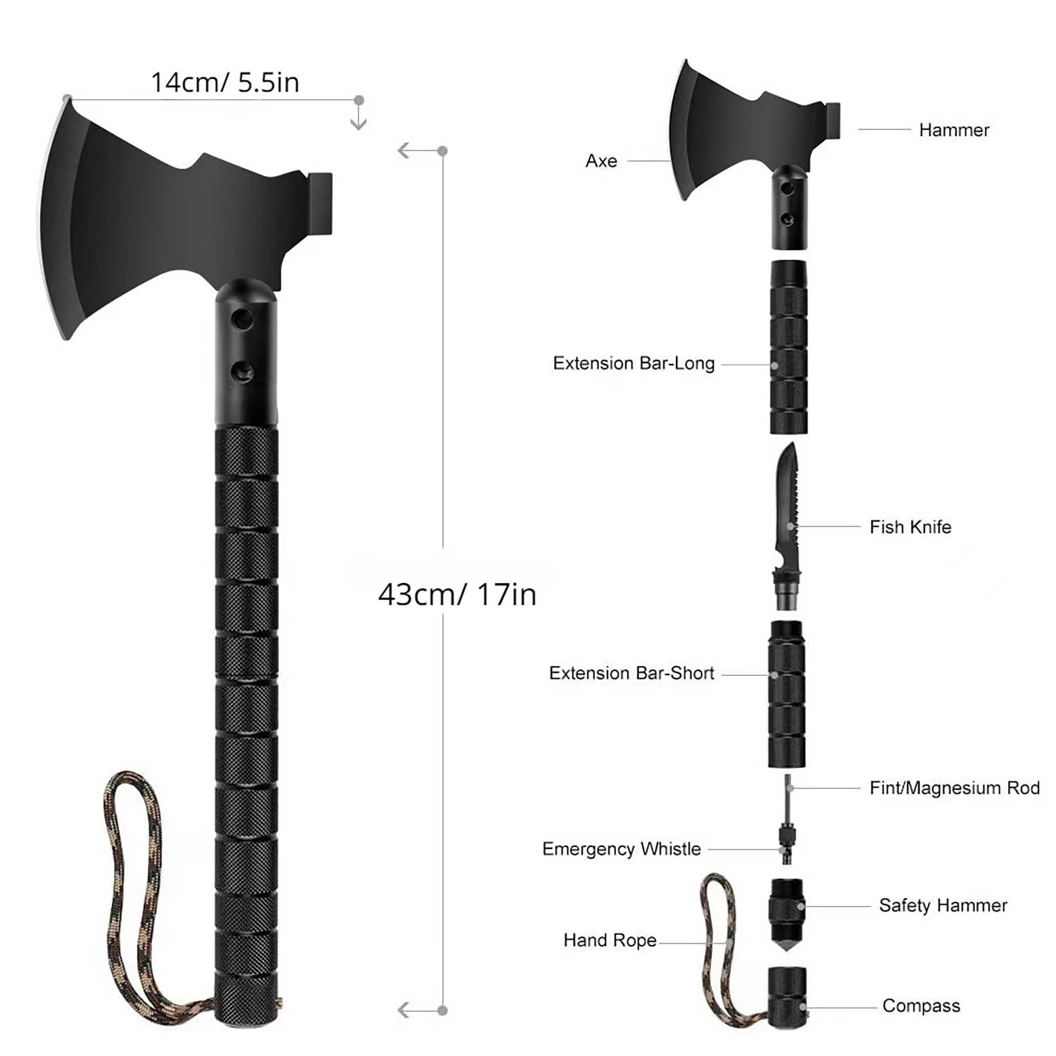 Convertible Multi-Functional Survival Camping Axe Kit 2
